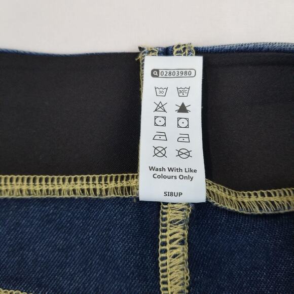 Halara Womens XL Petite Blue Wide Leg Pull On Jeans Stretch Denim High Rise - Picture 4 of 10